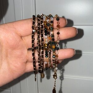 Aldo Gold and Green Beaded Bracelet Set